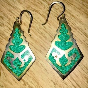 COPY Silver Turquoise Earrings Large/Lightweight Deer Symbols